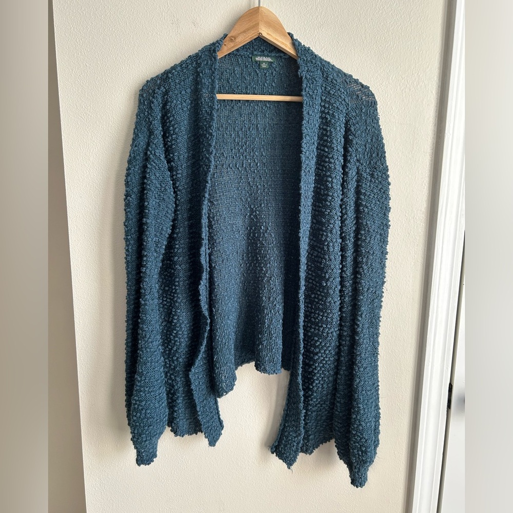 Wild Fable Cozy Teal Textured Open Front Cardigan Size M